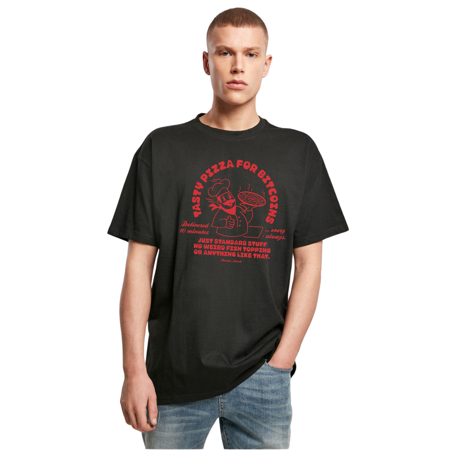 Bitcoin Pizza Guy Oversized T-Shirt