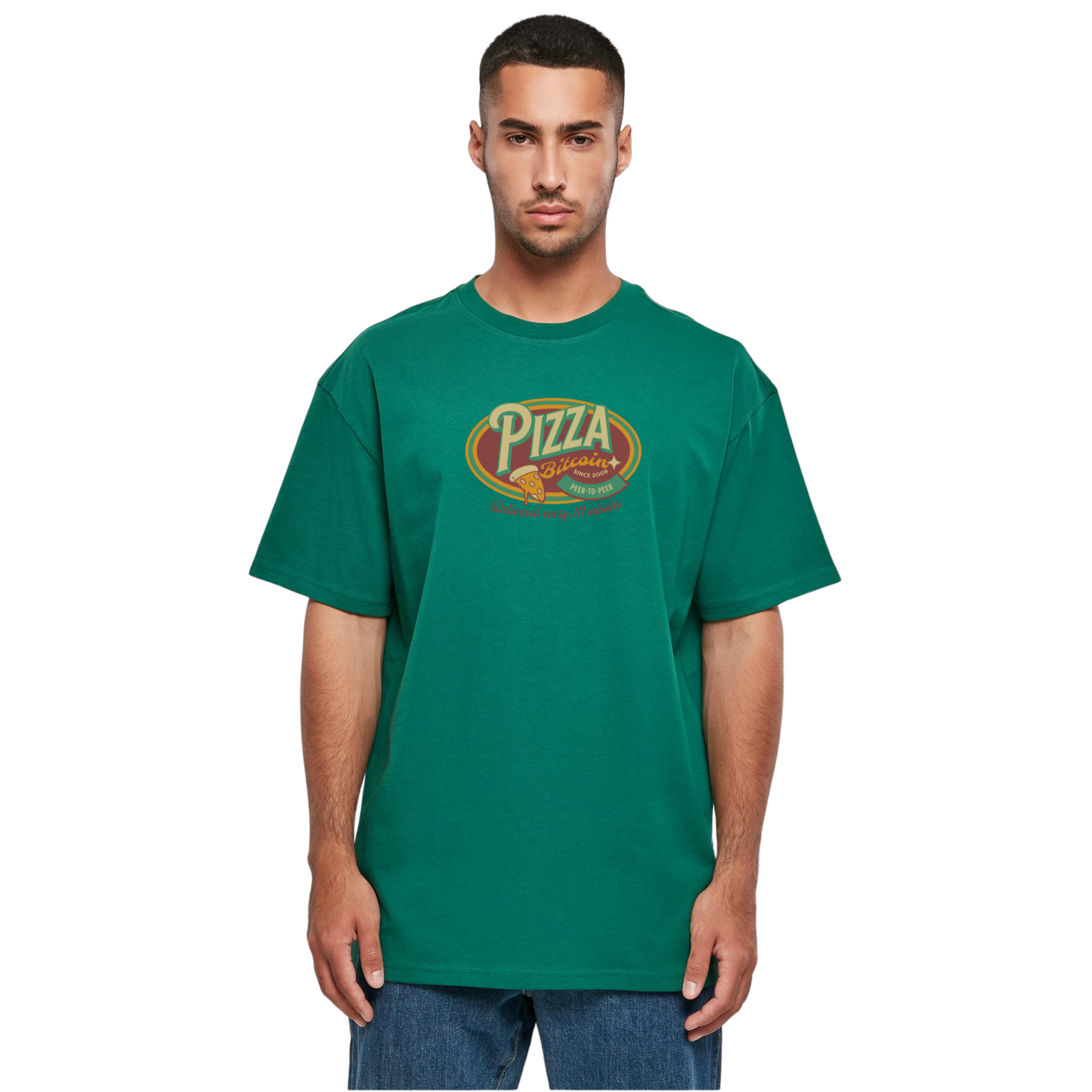 Bitcoin Retro Pizza Day Oversized T-Shirt