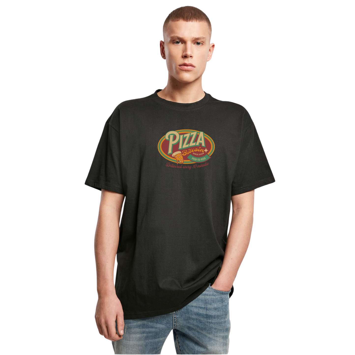 Bitcoin Retro Pizza Day Oversized T-Shirt