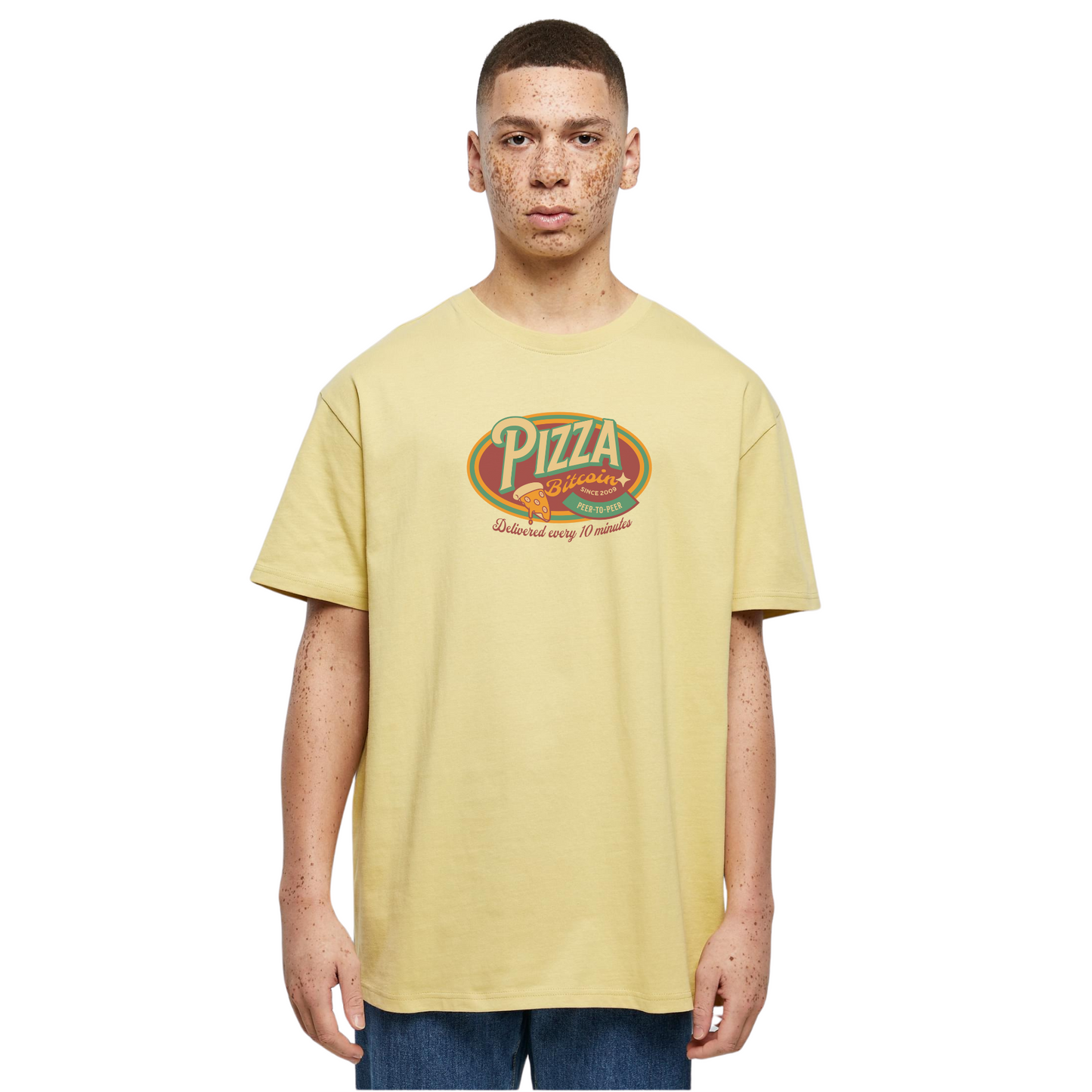 Bitcoin Retro Pizza Day Oversized T-Shirt