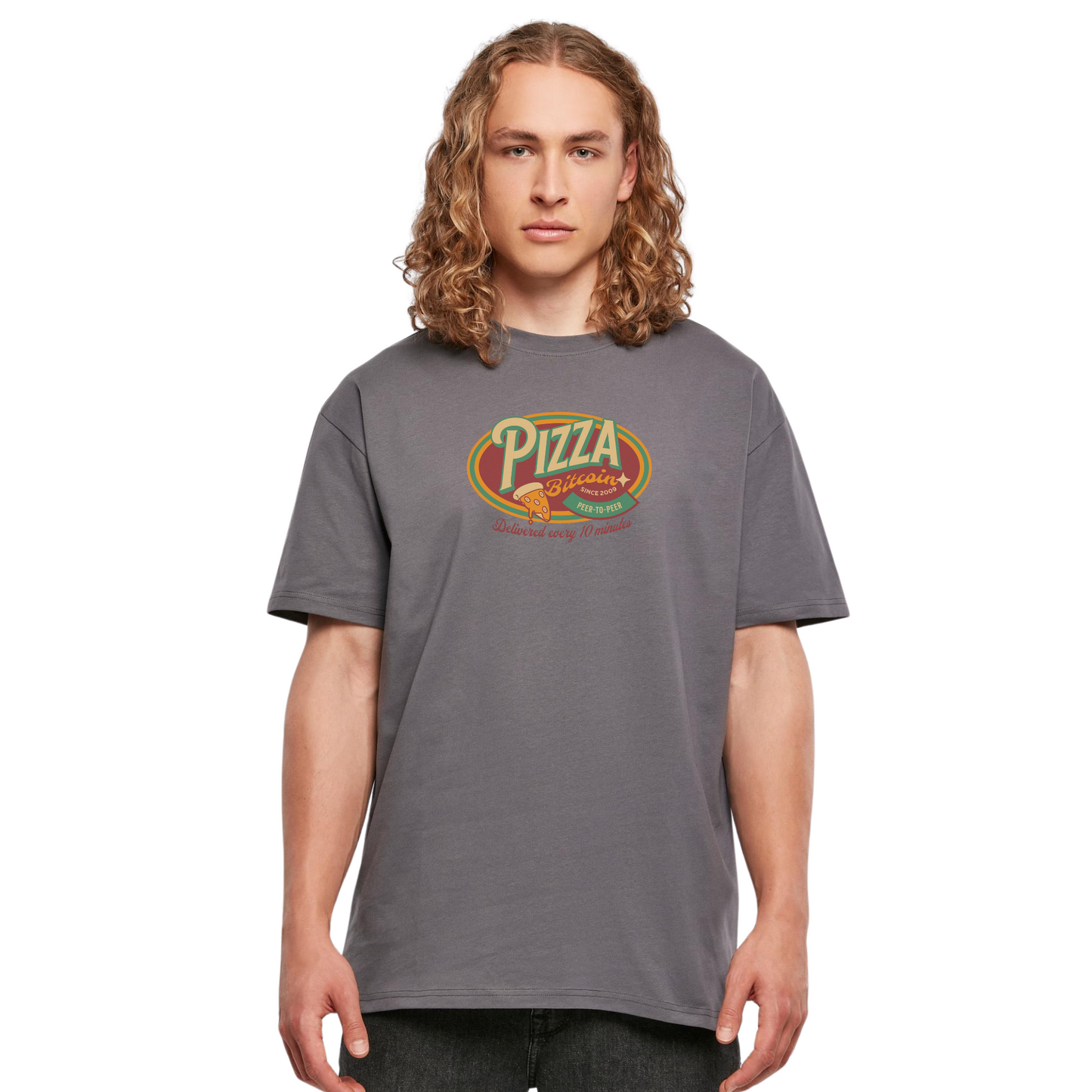 Bitcoin Retro Pizza Day Oversized T-Shirt