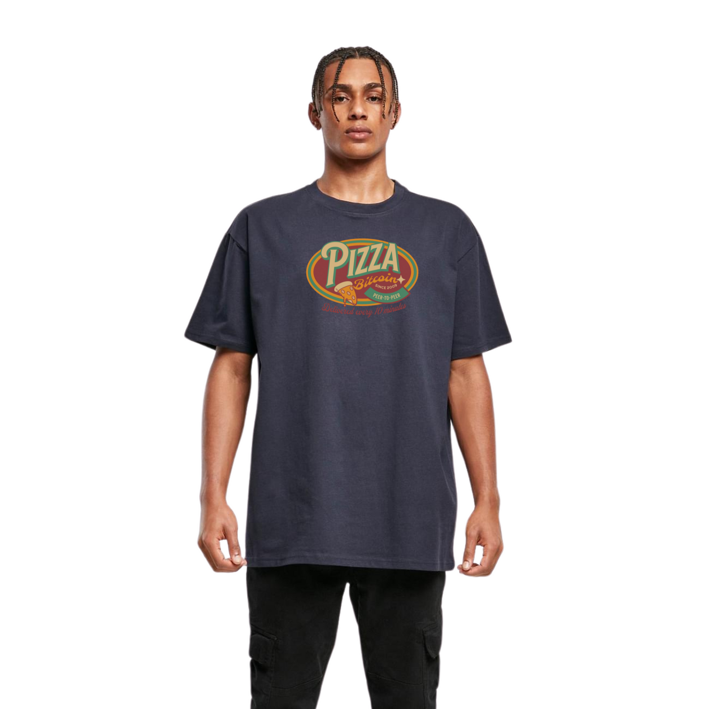 Bitcoin Retro Pizza Day Oversized T-Shirt